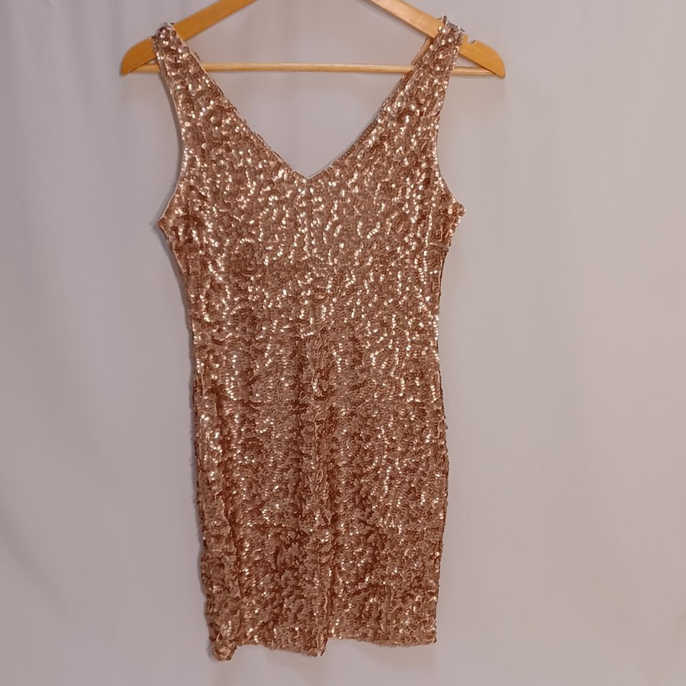 Dress, Pretty Guide, Sequence Gold short  small dress